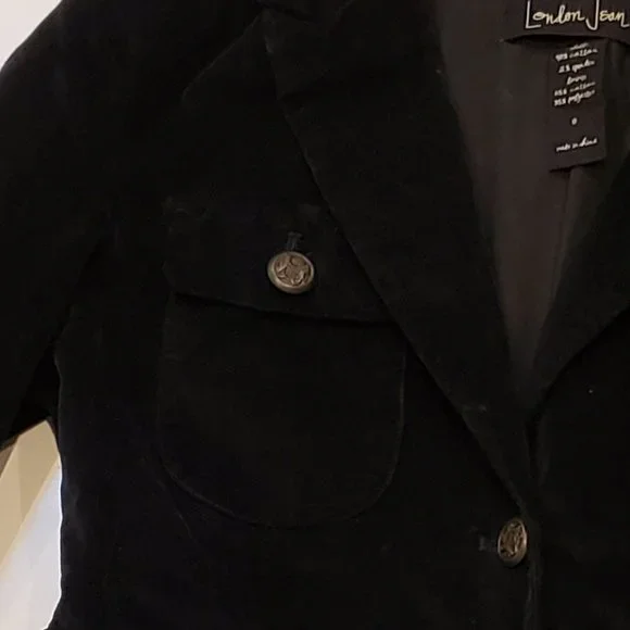 London Jean Black Velvet blazer with bronze buttons - Picture 7 of 15